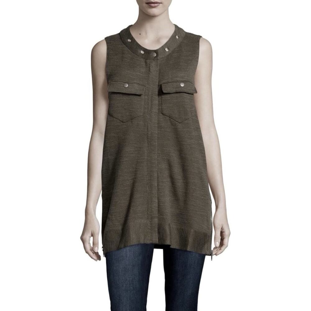 Free People Highway Zip Front Utility Vest Olive Green Size M